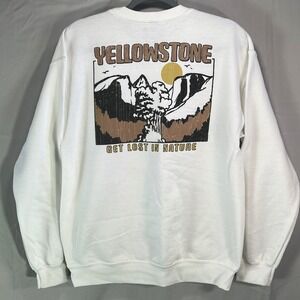 Yellowstone Graphic Sweatshirt M Get Lost in Nature Retro Outdoors Cozy Pullover